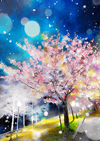 Beautiful night cherry blossoms#1271