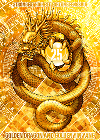 Golden dragon and golden YinYangLucky 25