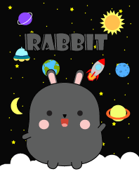 Cute Black Rabbit In Galaxy