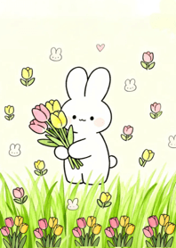 Little Bunny in Flower Garden