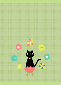 Black cat and flowers MG