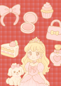 Cute Princess on red & beige