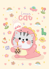 Cat dino lover & rabbit cutie!