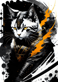 Ink wash cat samurai 51a7d8
