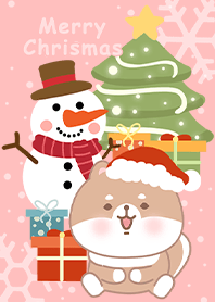misty cat-Merry Christmas Shiba Inu pink