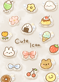 Cute, plump icons (beige)