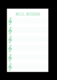 GREEN COLOR MUSICAL NOTES/BLACK