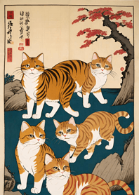 A pile of cats Ukiyo-e qI1On