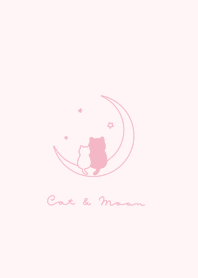 Pair Cats & Moon/ dull pink