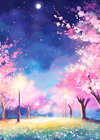 Beautiful night cherry blossoms#813