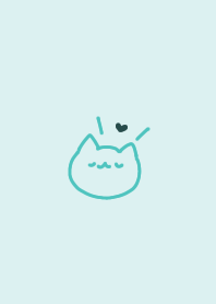 doodle cat.(sea green)