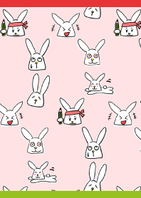 happy rabbit02 on red