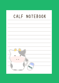 CALF NOTEBOOK-GREEN-WHITE
