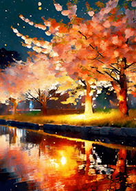 Beautiful night cherry blossoms#2057