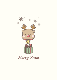 Reindeer and Present -beige-