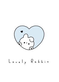 Rabbit in Heart(line)/white+aqua.