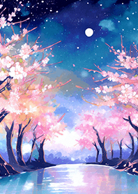 Beautiful night cherry blossoms#1748