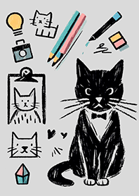 Hand-drawn Style Black Cat