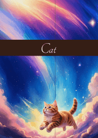 Cat flying in the sky brown