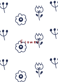 ネイビー。ホワイト。お花柄。
