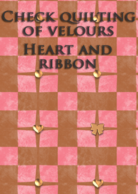 Check quilting of velours<Heart,ribbon>
