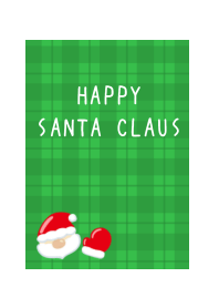 HAPPY SANTA CLAUS-GREEN CHECKERED-WHITE