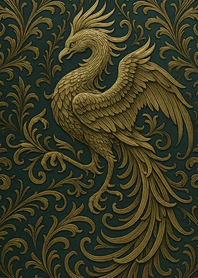 フェニックス金装飾｜エメラルド深緑&9