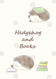 Hedgehog and Book -green- 2 dot