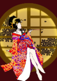 月明かりに花魁。