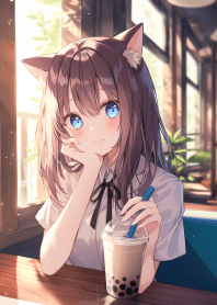 可愛貓娘喝飲料 5