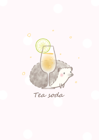 Hedgehog and Tea soda -pink- 2