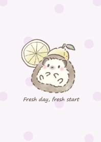 ハリネズミとレモン パープル ドット