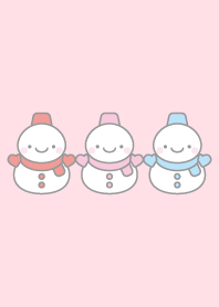 Red pink blue: 3 snowmen theme