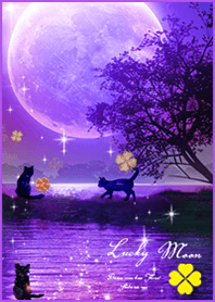 Cat and Purple Moon