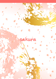 a flurry of sakura on red