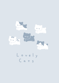 5 cats/pale blue gray