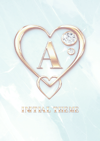 [ A ] Heart Charm & Initial  - Blue 2