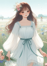 Minimal girl flower garden 2578