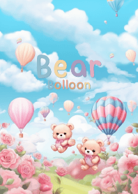 cute bear in pastel balloon