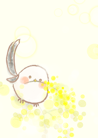 ミモザをお届けするシマエナガちゃん