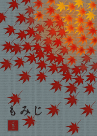 |改| 和風圖案08 (紅葉) + 水藍色