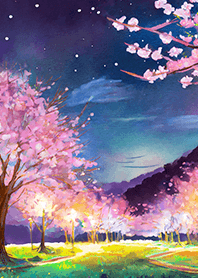 Beautiful night cherry blossoms#765