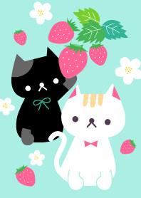 Gato bonito e morango lindo tema