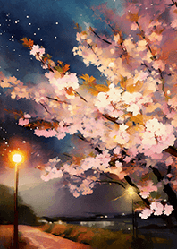 Beautiful night cherry blossoms#1317