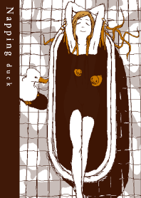 Napping woman and duck