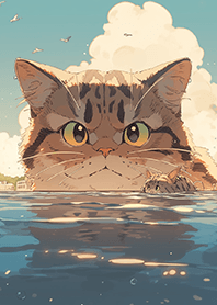 a giant cat is looking at you