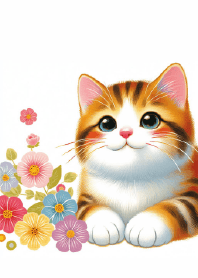 A Kitten Among Flowers