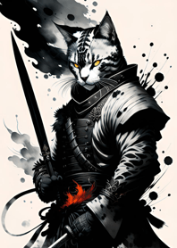 Ink wash cat samurai E12f8c