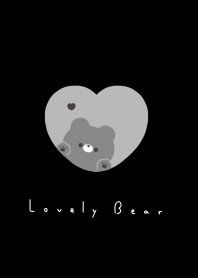 Bear in Heart/ Black gray monochro