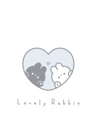 Rabbits in Heart/white blue